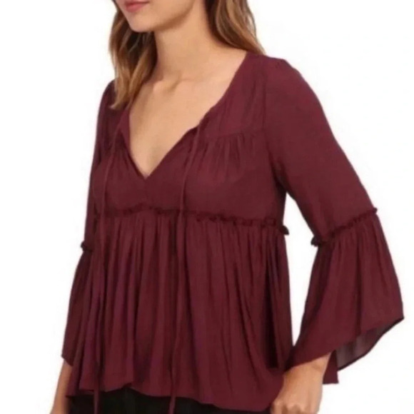 FREE PEOPLE A Few Of My Favorite Things Boho Bell Sleeve Peasant Style Blouse - Picture 1 of 12